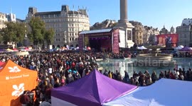 The Mayor of London Sadiq Khan opening message at Diwali on the Square on Sunday 12 October- Trafalgar Square