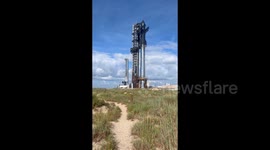SpaceX S38 is pictured venting on the orbital launch mount before flight 11