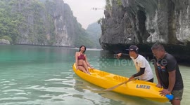 Girlfriend stunned by surprise engagement on kayak