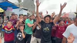 Palestinians celebrate ceasefire announcement in Gaza