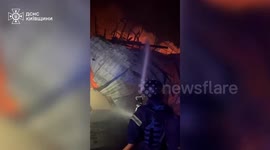 Overnight attack injures nine, sparks high-rise fire in Kyiv