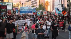 Thousands march to celebrate Gaza cease-fire in Santiago