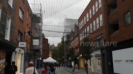 The very first Christmas Lights go up in London near Seven Dials in London's West End