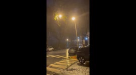 Heavy rain and strong winds lash North Bergen, New Jersey, USA