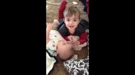 Little sissy gets love from big brother!