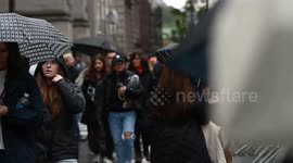 US: Nor'Easter Tail End Whips Through New York City