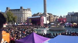 The Mayor of London Sadiq Khan greets DIWALI on the Square 2025 visitors ahead of Hindu festival of lights