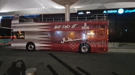 Can they do it ...a bus parked close to Al Sadd stadium in Qatar colours ready to break into celebration mood once the Qatar and UAE  Fifa World Cup qualifiers match gets over. UAE need just a draw to qualify for the Fifa World Cup Finals in USA,  Canada