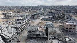 DRONE - Widespread destruction in Khan Younis revealed following ceasefire