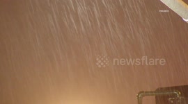 US, Los Angeles: Altadena Rainfall Hits Eaton Burn Area Overnight