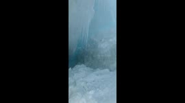 Stunning icy crevasse view after falling in Sichuan, China