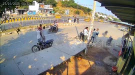 CCTV footage of a uncontrolled trailer rams into a shop in India