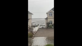 Flooding swamps streets along Jersey Shore in New Jersey, USA