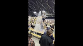 Man dealt crushing blow as huge pyramid of empty beer cups knocked down during Oktoberfest event