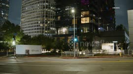 US, Los Angeles: Downtown Los Angeles Motorcyclist Shoots Out 37th Story Window To Luxury Apartment High-Rise