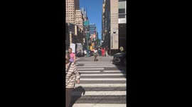 Powerful Strut Humbles Nearby Pedestrian