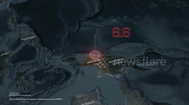 Indonesia: MOTION GRAPHIC - Strong earthquake of 6.5 magnitude strikes off Abepura city in Indonesia