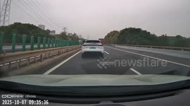 Dashcam captures Volkswagen Golf crash during failed overtake in Guangdong, China