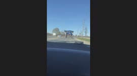 Guys Drive Under a Crop Sprayer