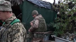 Ukrainian infantrymen heading toward trenches in Donetsk Oblast