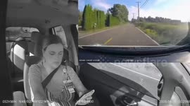 Driver caught on camera using phone with both hands before crash