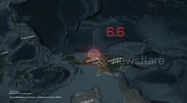 MOTION GRAPHIC - Strong earthquake of 6.5 magnitude strikes off Abepura city in Indonesia