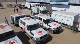 DRONE - ICRC transfers bodies of Palestinians from Israel to Gaza hospital