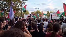Pro-Palestinian demonstration disrupts basketball match outside Roig Arena in Spain