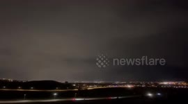 Late-season thunderstorm passes over Denver metro in Morrison, Colorado, USA