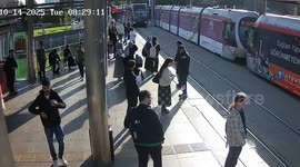 Hero security guard saves woman from being hit by train in Turkey