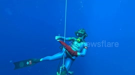 Türkiye: Turkish diver Sahika Ercumen breaks world record in dive devoted to Gaza