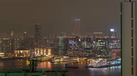 A drone light show for coca cola over the amazing city of hong kong