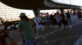 LAPD rans over a protestor on NO Kings Day in Los Angeles, CA
