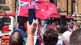 Bec Freedom speaks at the ‘March for Australia’, Sydney, Australia