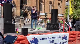 Bec Freedom speaks at the ‘March for Australia’, Sydney, Australia