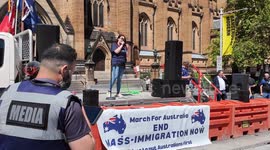 Bec Freedom speaks at the ‘March for Australia’, Sydney, Australia