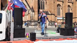 Steve Christou speaks at the ‘March for Australia’, Sydney, Australia