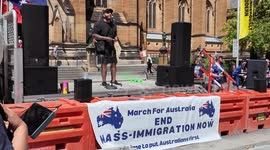 A speaker at the ‘March for Australia’, Sydney, Australia