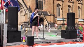 ‘Celine Against The Machine’ speaks at the ‘March for Australia’, Sydney, Australia