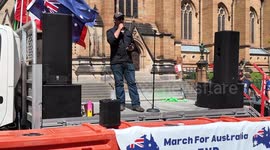 A speaker at the ‘March for Australia’, Sydney, Australia