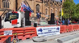 A speaker at the ‘March for Australia’, Sydney, Australia