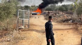 Illegal Israeli settlers attack Palestinian farmers, burn 2 vehicles