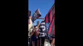 Protesters line blocks during “No Kings” rally in St. Petersburg, Florida, USA
