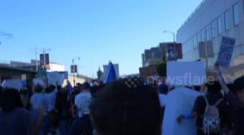 Protesters Face off with Police on NO Kings Day Los Angeles.