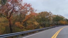 US: Autumn Colors Brighten Hillside Roads in Tennessee
