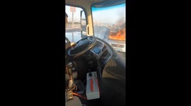 Watering Truck Driver Puts out Fire