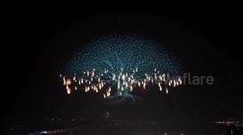 Spectacular moment 15,947 drones and fireworks light up night sky in China, breaking two world records