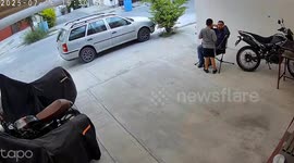Surveillance video of a father and son’s chair mishap during a heartwarming moment; available for licensing; TikTok-style edit included.
