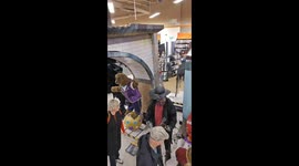 Makeup artist disguises himself as Halloween animatronic to scare shoppers