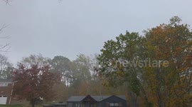 Autumn storm brings heavy rain and strong winds to Finleyville, USA